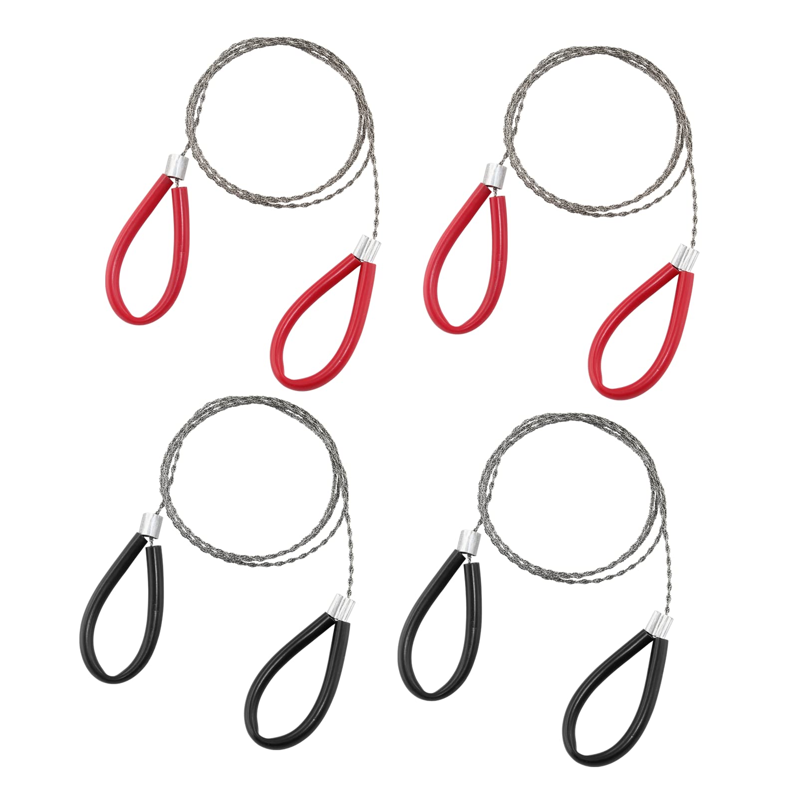 4 Pack Stainless Steel Wire Saw with PVC Pipe Handle - 23.62 Inch Portable Rope Saw for Camping, Hiking, Hunting & Survival Gear | Perfect for Cutting Wood, Branches & Emergency Situations