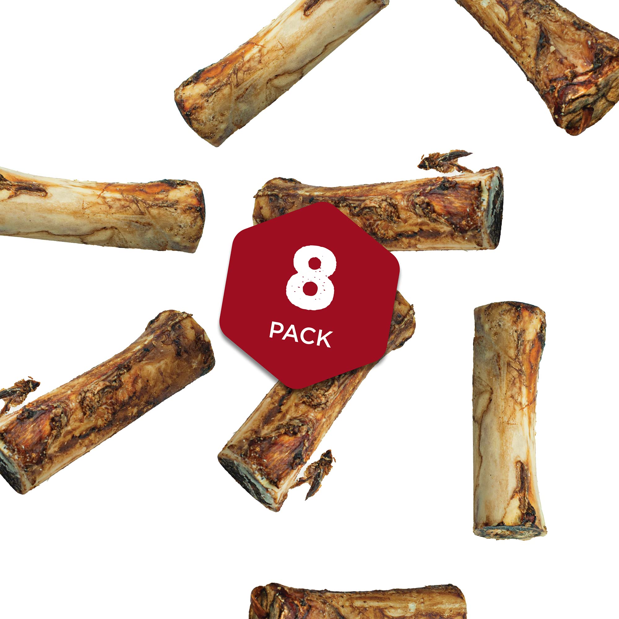 Premium Bully Sticks Marrow Bones for Dogs - 8 Pack of All-Natural Grass-Fed Beef Chews | Long-Lasting Dental Treats for Large Breed Dogs | USA Made Healthy Dog Snacks | Perfect for Training Rewards & Anxiety Relief