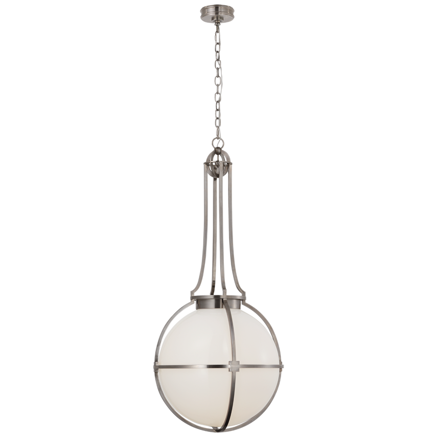 Archer Large Captured Globe Pendant Light Fixture in Antique Nickel Finish - Perfect for Dining Room, Foyer, and Entryway Lighting