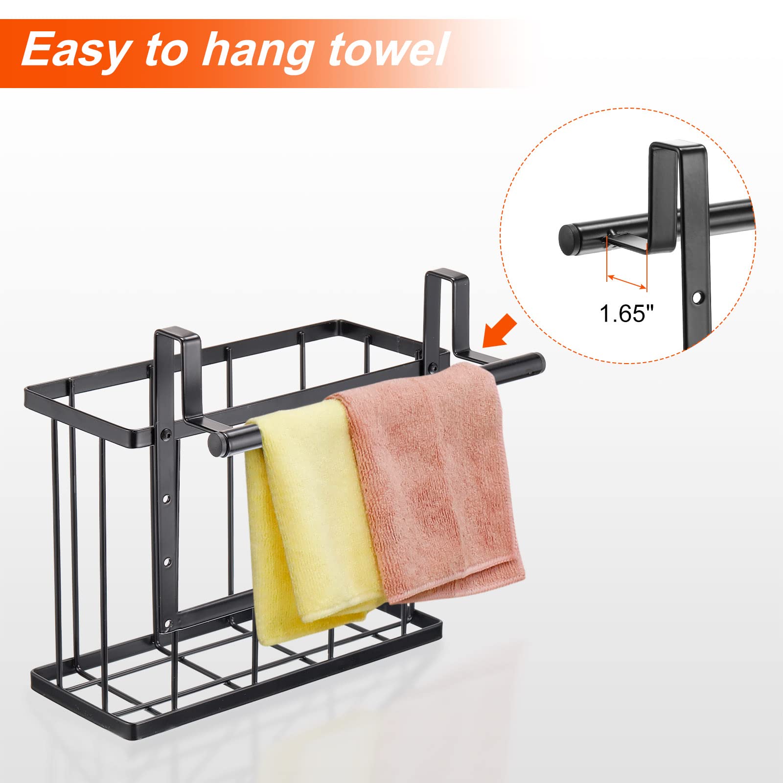 uxcell 2-Pack Black Metal Wire Cabinet Door Organizer with Towel Bar & Hooks - Space-Saving Kitchen, Pantry & Bathroom Storage Solution for Cutting Boards, Utensils & Towels