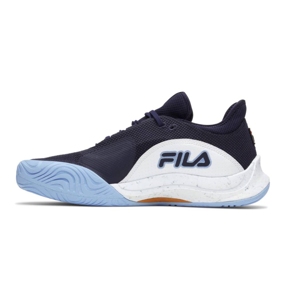 FILA Mondo Forza Men's Tennis Shoes - White & Navy Blue Athletic Sneakers for Court Sports, Casual Wear & Gym Workouts