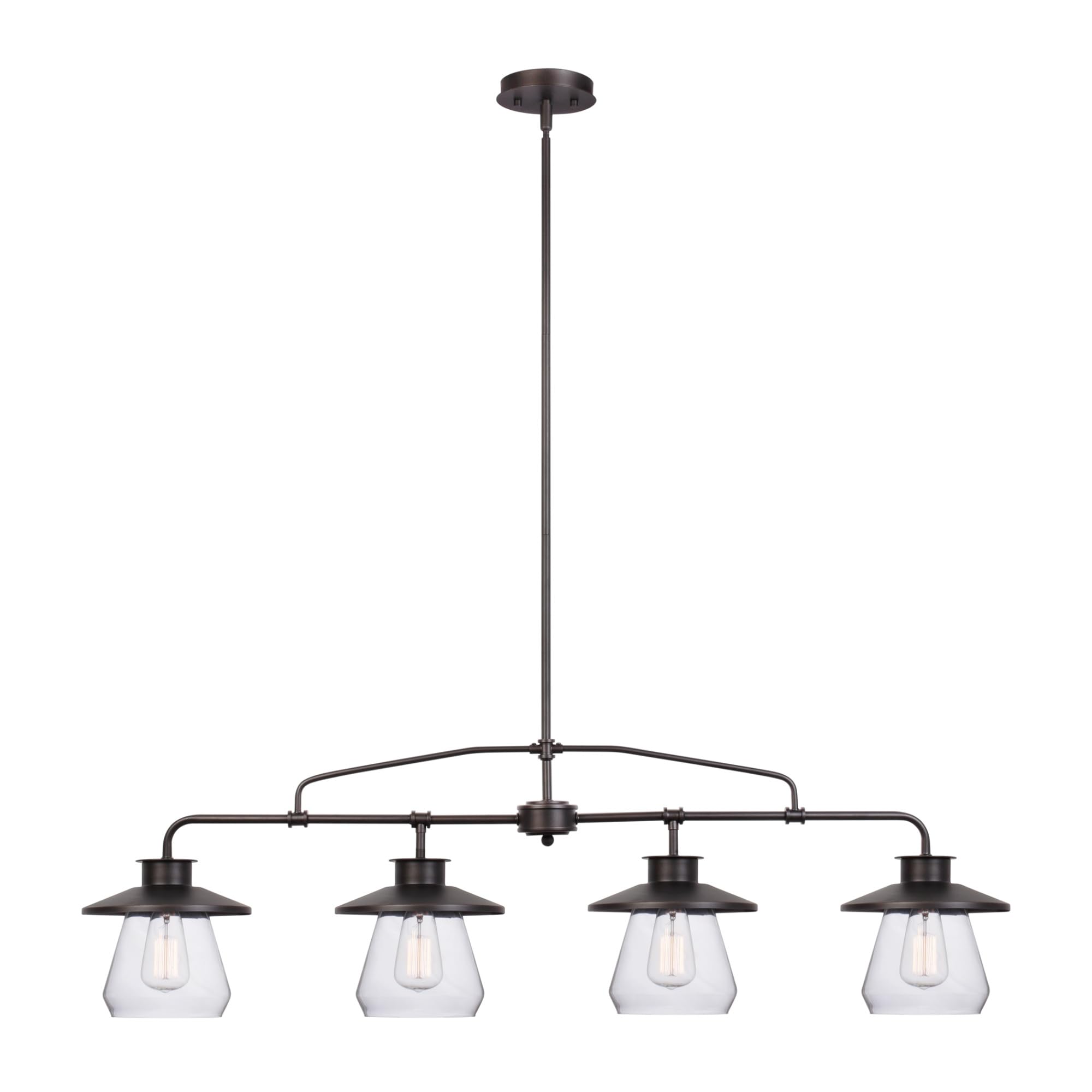 Globe Electric 65382 4-Light Adjustable Pendant Light Fixture - Oil Rubbed Bronze with Clear Glass Shades, E26 Base Socket - Perfect for Kitchen Island Lighting, Dining Room, or Home Décor - Bulb Not Included