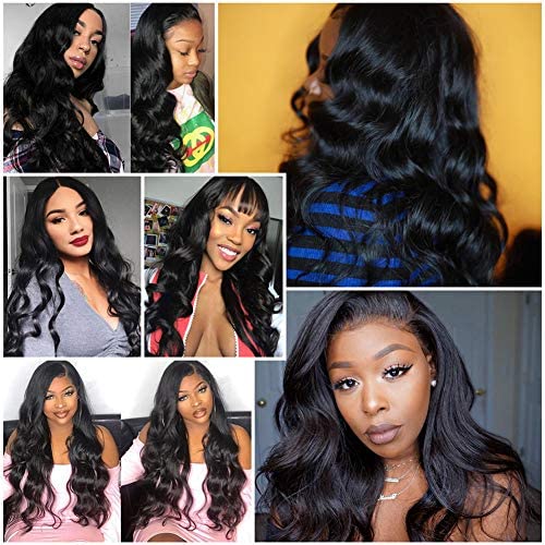 MDL Hair 20inch Brazilian Human Hair Wigs - 4x4 Lace Closure, 180% Density Body Wave Lace Front Wig with Baby Hair (Natural Black) | Perfect for Daily Wear, Cosplay & Special Occasions