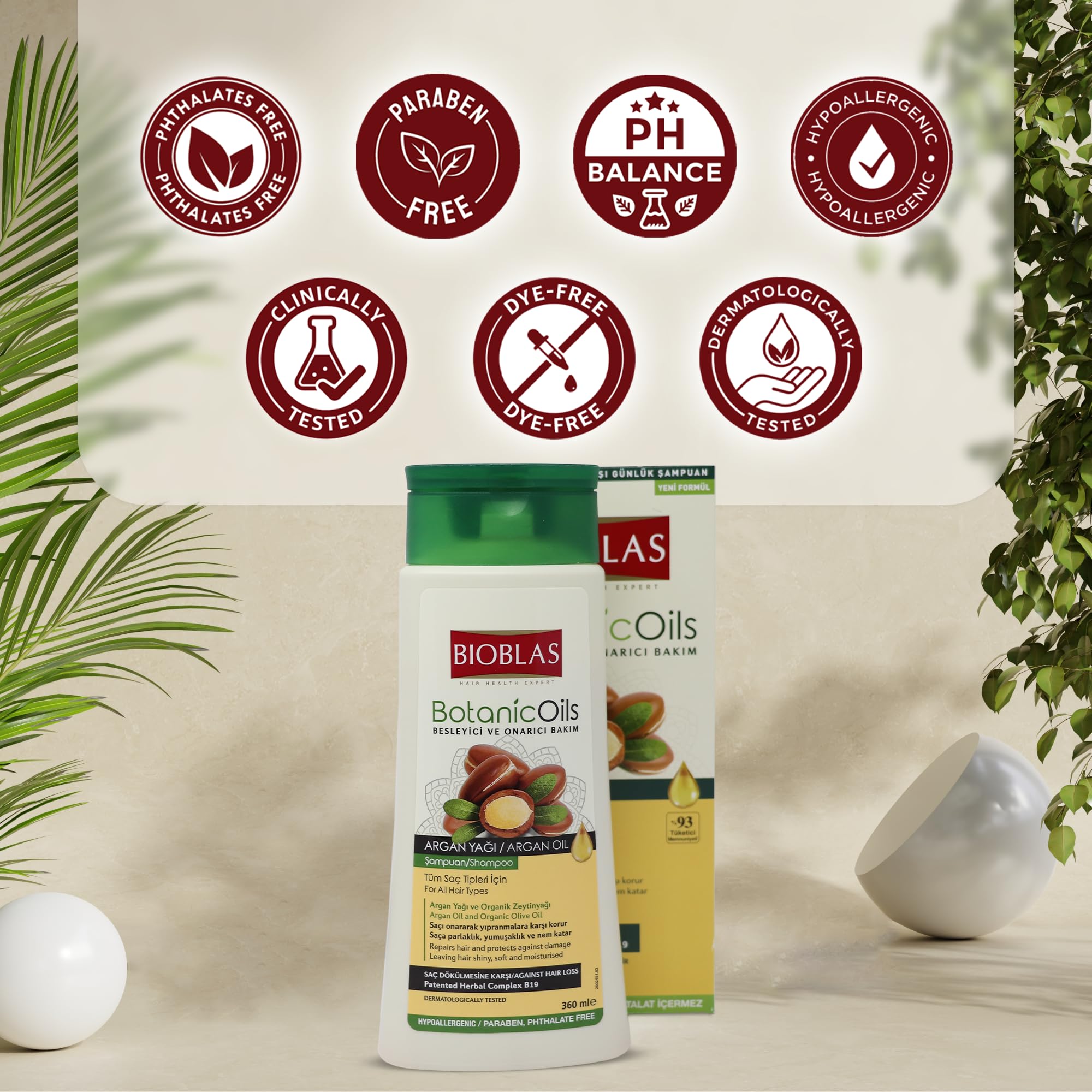 Bioblas Argan Oil & Organic Olive Oil Hair Loss Shampoo for Men and Women - Dermatologist Tested Hypoallergenic Formula for Thinning Hair - 12 oz | Daily Use for Stronger, Healthier Hair at Home & Salon