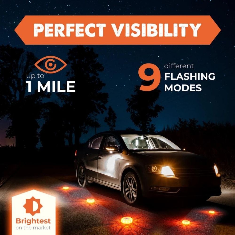 6 Pack LED Road Flares - Emergency Safety Lights for Vehicles, Roadside Assistance, Camping & Nighttime Visibility - Rechargeable & Waterproof Warning Lights for Cars, Trucks & Emergency Kits