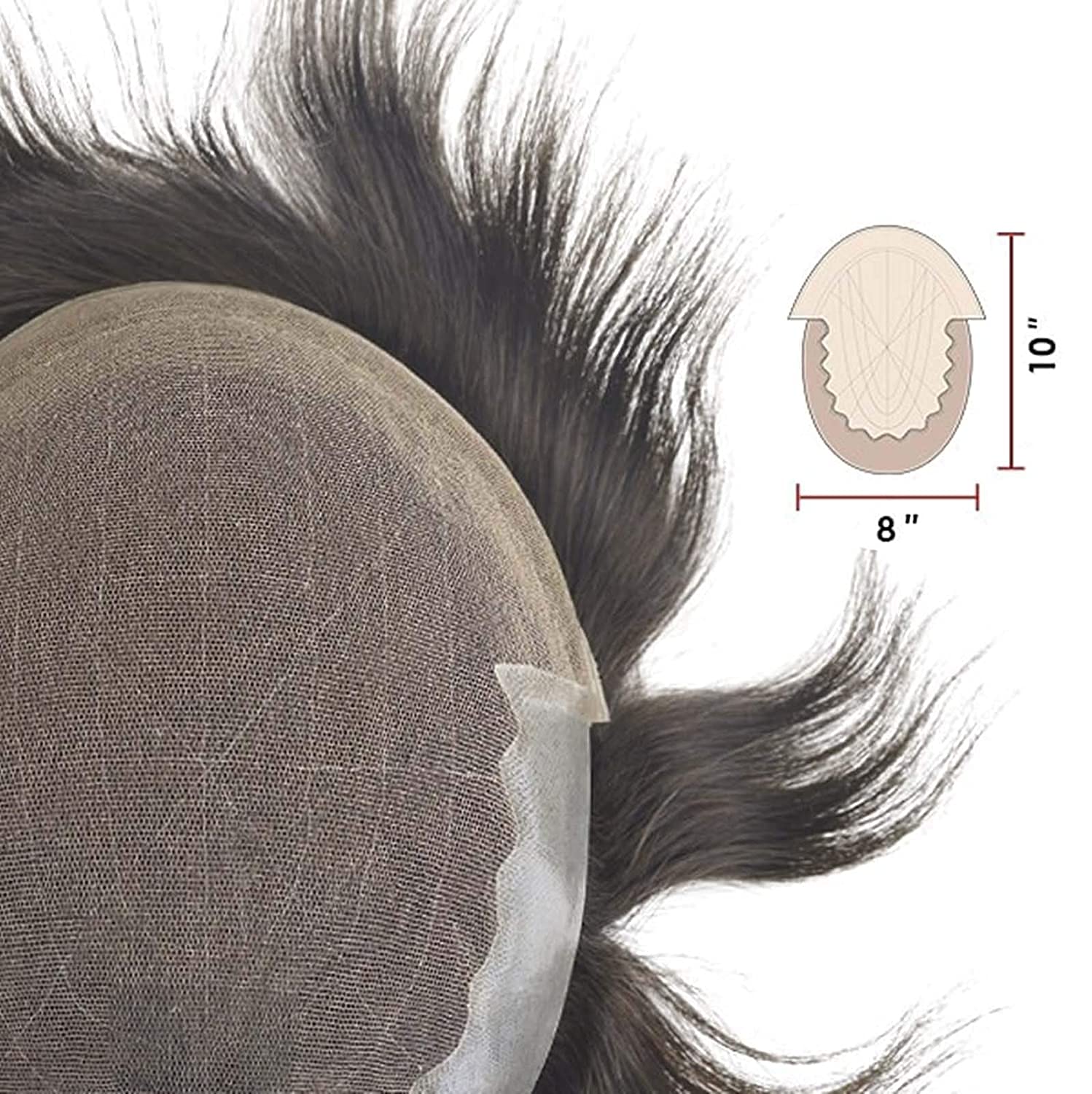 LUSH LOCKS Q6 Fine French Lace Human Hair System with PU Base - S8 Human Hair Patch for Hair Loss Replacement - 9X7 Size (Black) #202 - Perfect for Daily Wear, Special Occasions & Confidence Boosting