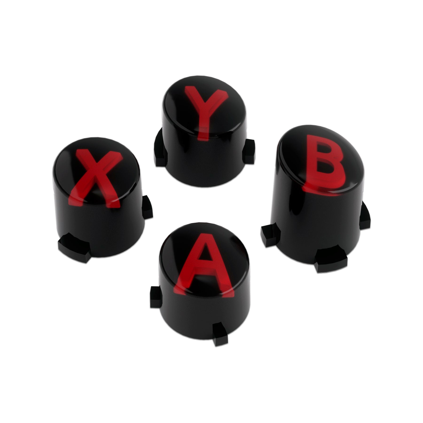 eXtremeRate Three Tone ABXY Action Buttons - Black, Clear & Carmine Red - Compatible with Xbox Series X/S, Xbox One S/X & Elite V1/V2 Controllers - Classic Symbols for Enhanced Gaming Experience - Perfect for Gaming Enthusiasts & Custom Controller Builders