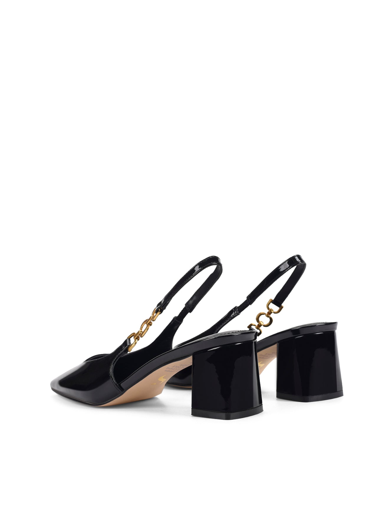 Renee Slingback Block Heels for Women - Black Patent Leather Dress Shoes | Comfortable Chunky Heels for Work, Party & Special Occasions