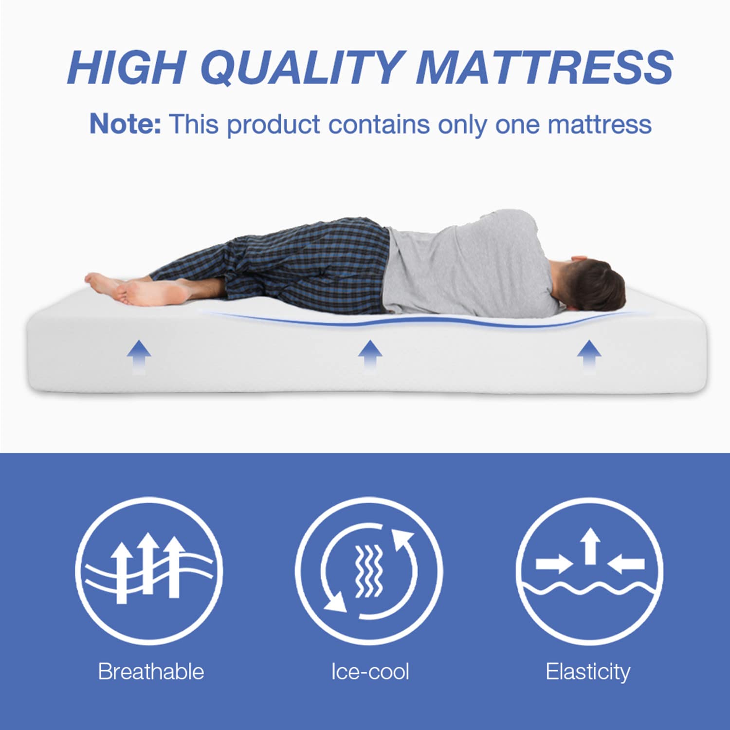 8 Inch Medium Firm Gel Memory Foam Queen Mattress - CertiPUR-US Certified for Cool Sleep & Pressure Relief, White - Perfect for Bedrooms, Guest Rooms & Small Spaces