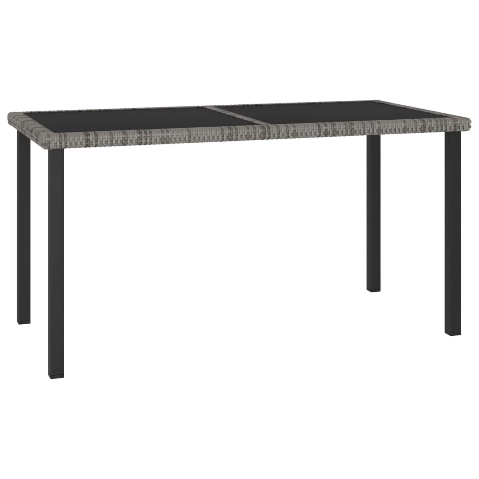 Tidyard 55.1 Inch Gray Poly Rattan Patio Dining Table - Outdoor Garden Table for Backyard, Balcony, Deck | Weather-Resistant Dining Furniture for Entertaining, BBQ Parties & Al Fresco Meals