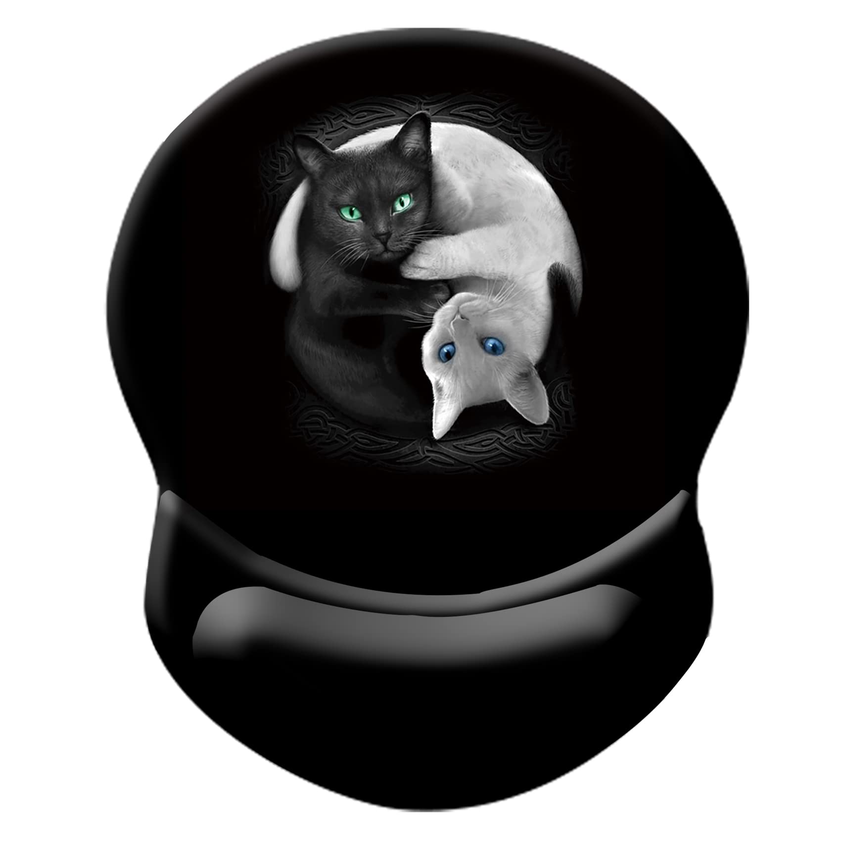 Ergonomic Mouse Pad with Wrist Support - Pain Relief & Comfort for Home, Office, Work, Study & Gaming - Non-Slip PU Base - Cute Black & White Cat Design (Perfect for Long Computer Sessions & Typing)