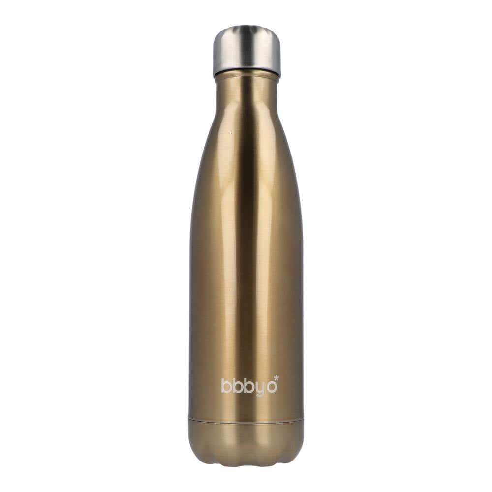 BBBYO 500ml Stainless Steel Water Bottle - Vacuum Insulated, Leak Proof, BPA Free, Gold - Perfect for Gym, Hiking, Travel & Outdoor Activities