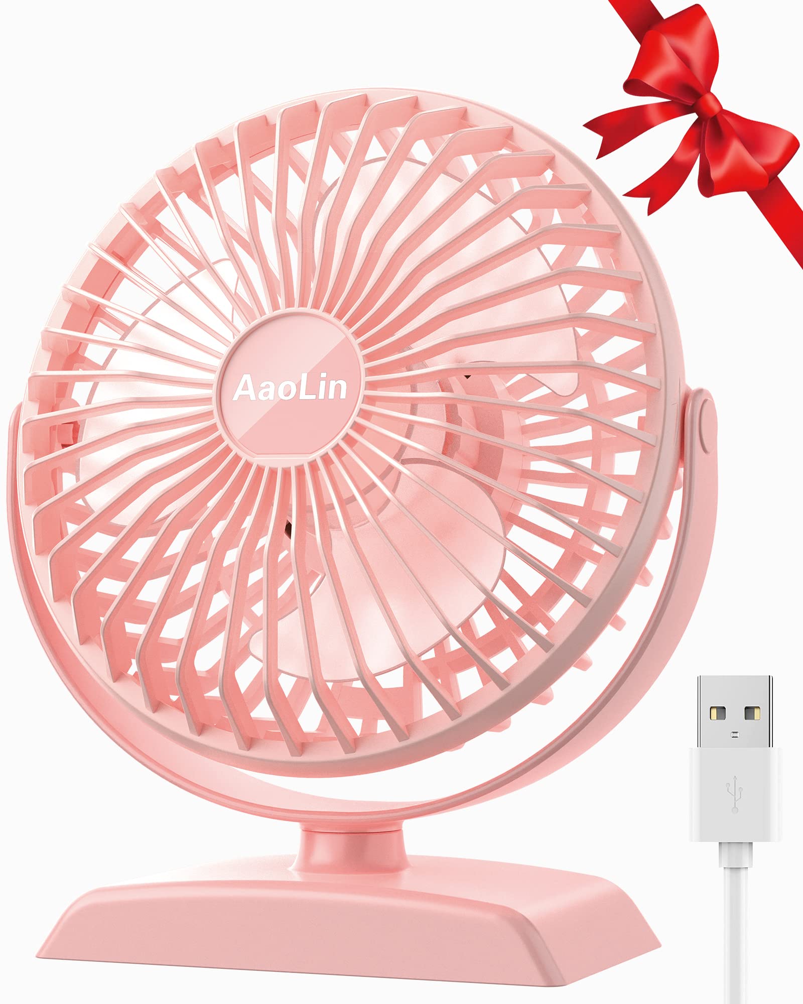 AaoLin USB Desk Fan - 3 Speed Adjustable Small Fan with Strong Airflow, Quiet & Portable, 360° Rotatable Personal Table Fan for Home Office Bedroom | Perfect for Cooling Workspace, Dorm Room & Nightstand Use