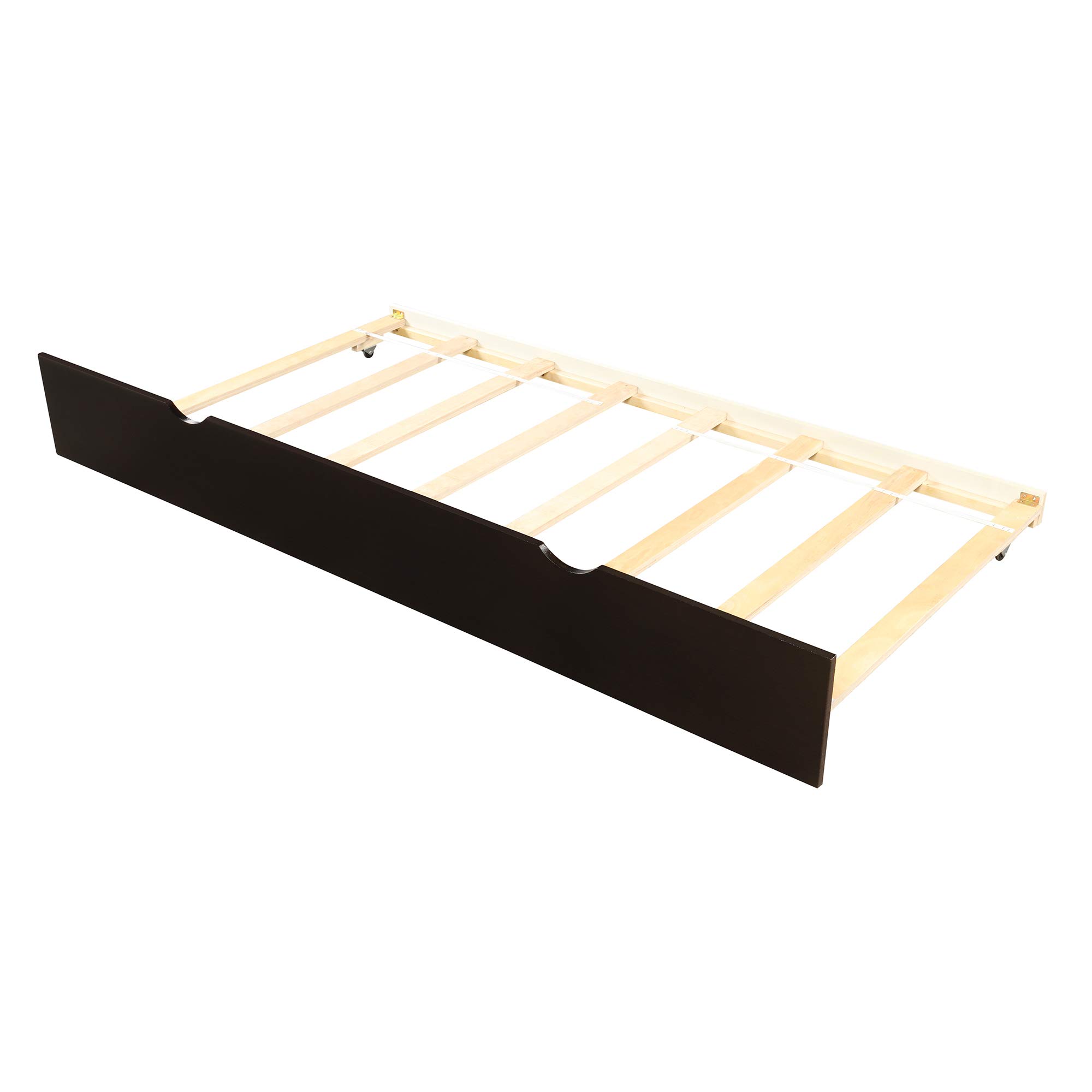 Twin Platform Bed with Trundle, Wood Slat Support - No Box Spring Needed for Kids & Guest Rooms