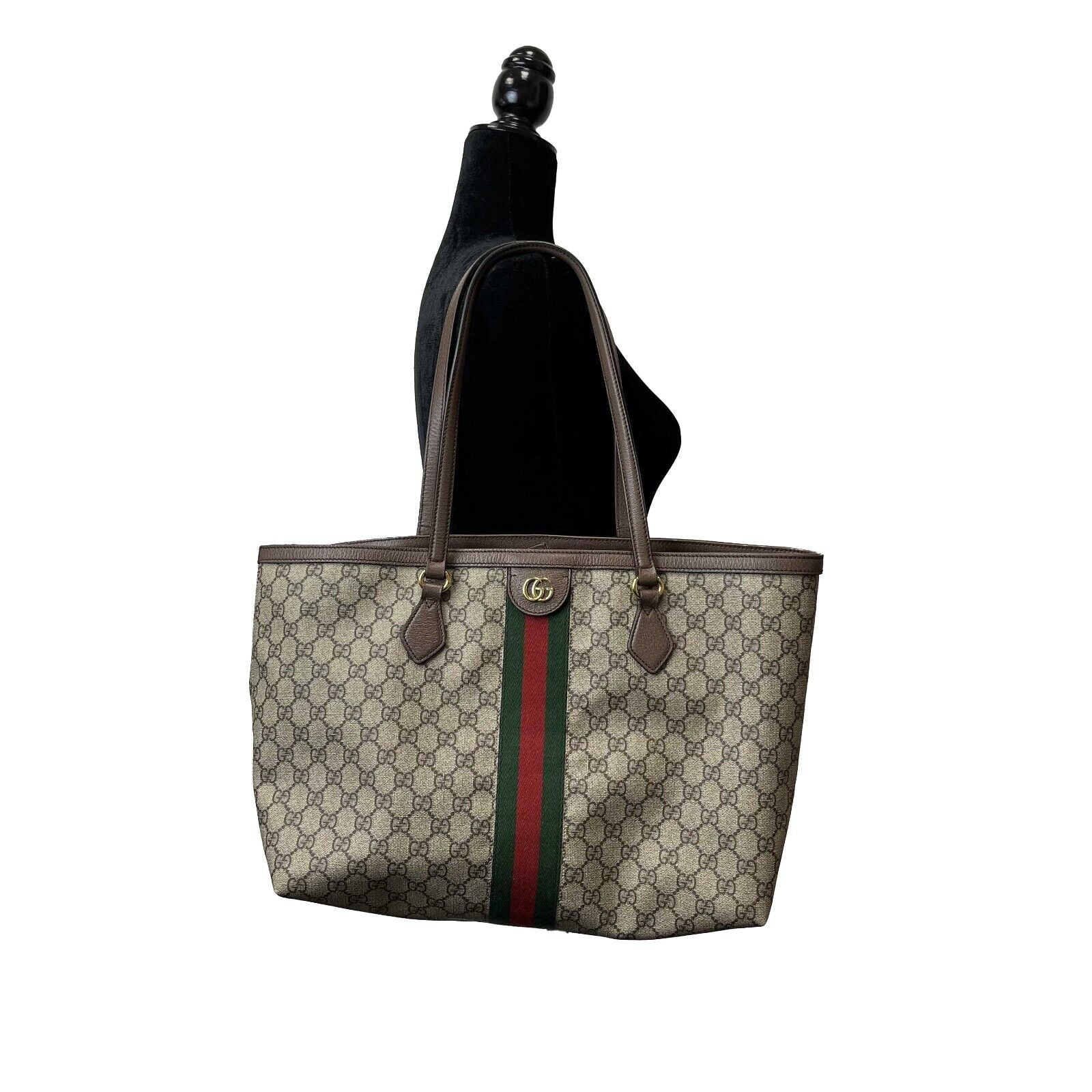 Gucci Ophidia GG Medium Shoulder Tote Bag in Beige & Ebony - Luxury Designer Handbag for Women, Perfect for Work, Travel & Everyday Use