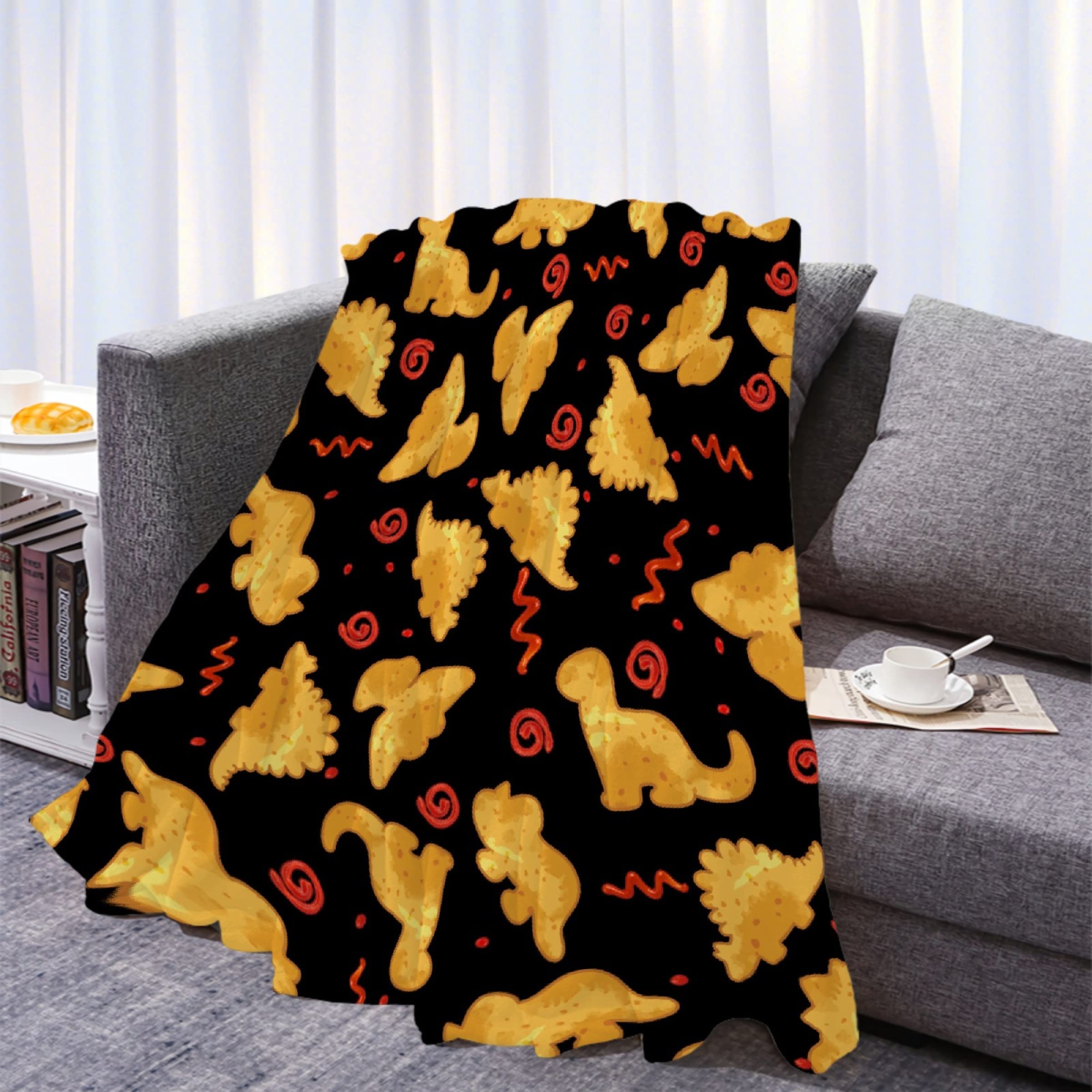 Dino Chicken Nuggets Throw Blanket - Ultra Soft Plush Flannel Blanket for Kids | 50