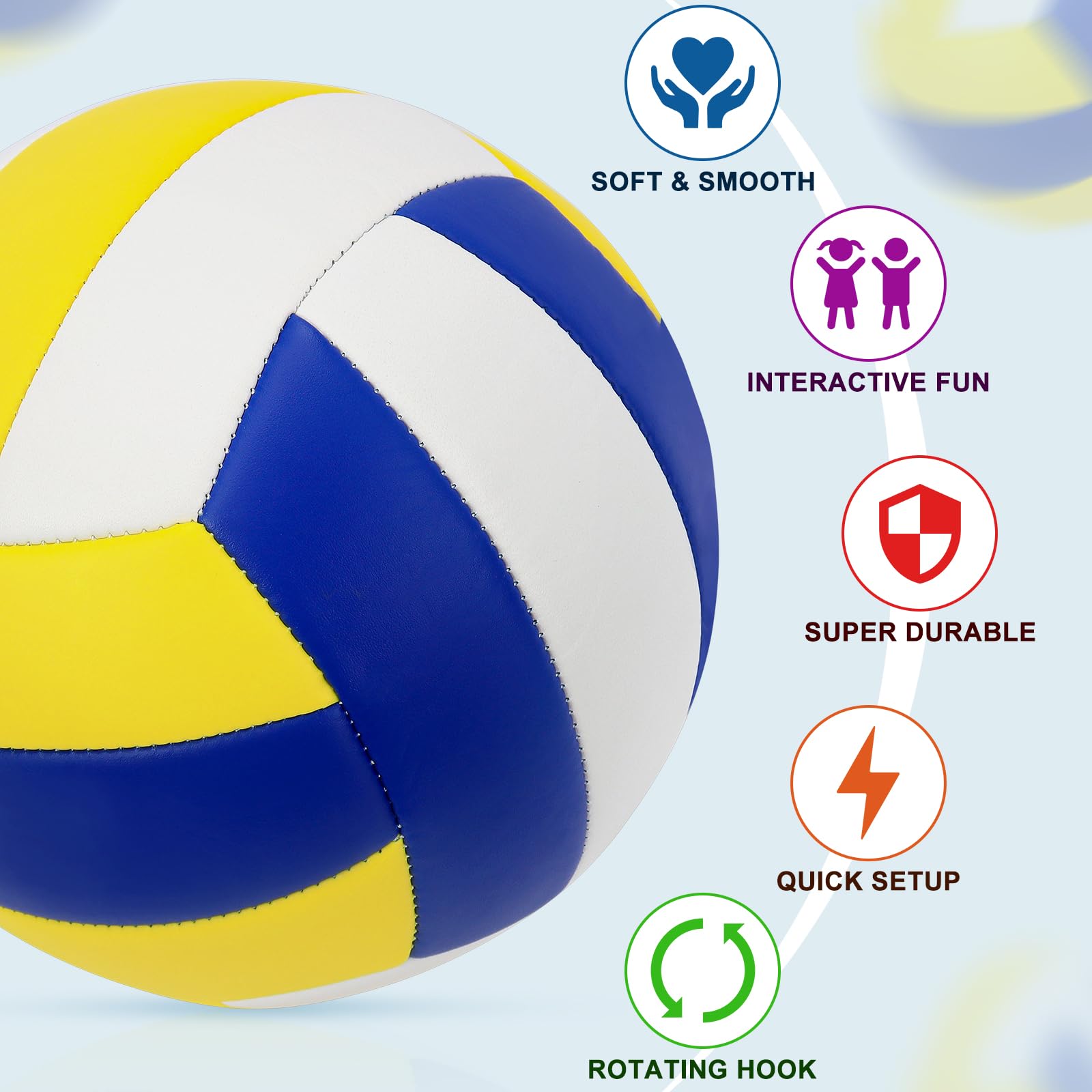 Premium Tetherball Set with Ball, Rope, Pump & Stakes - Heavy Duty Portable Outdoor Game for Backyard, Lawn, Beach & Park - Fun Family Activity for Kids & Adults - Perfect for Summer Parties, Picnics & School Playgrounds