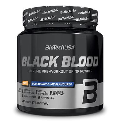 BioTechUSA Black Blood NOX+ Pre-Workout Supplement - Blueberry Lime Flavor for Energy & Muscle Pump | Gym, Bodybuilding & Fitness Performance Enhancer