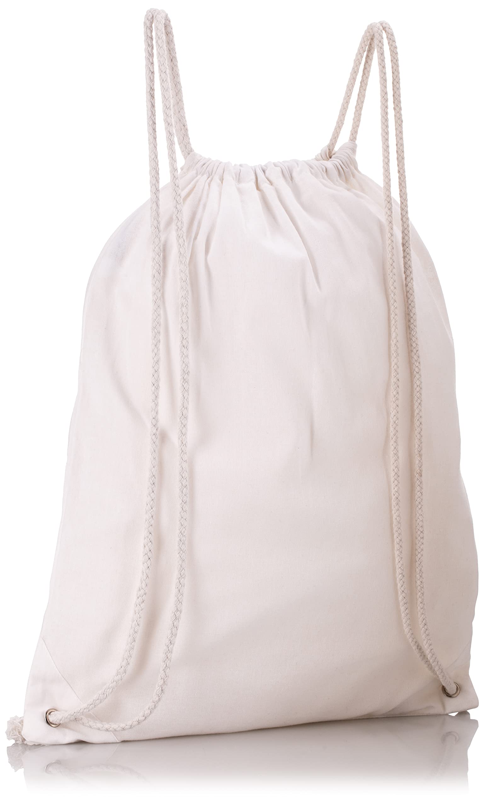 Durable 100% Cotton Drawstring Backpack for Art & Craft Supplies | Reusable White Canvas Bag for School, Gym & Travel | Eco-Friendly Storage Solution