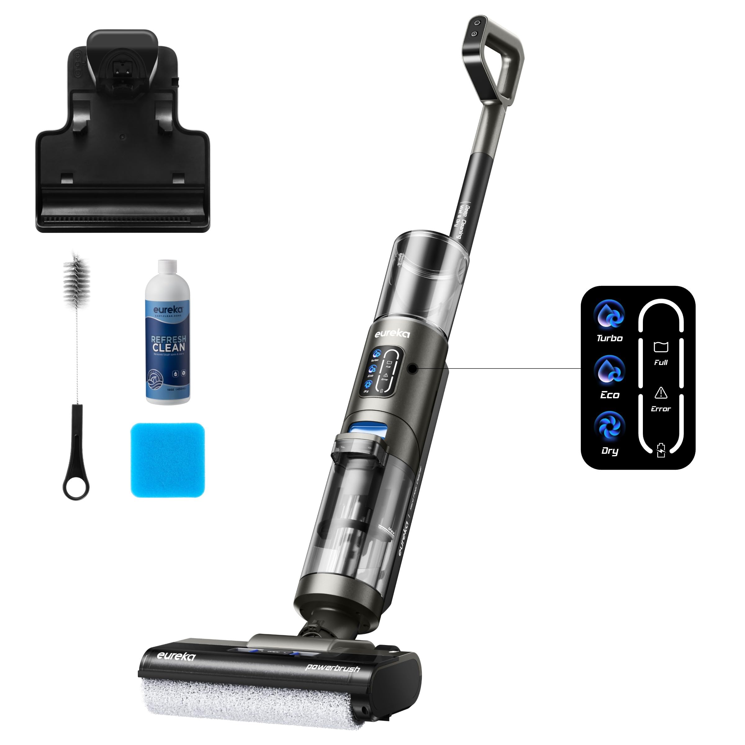 Eureka NEW430BL Cordless Wet Dry Vacuum Cleaner - Self Cleaning Vacuum and Mop Combo for Hard Floors, Pet Hair, Sticky Messes - Blue | Perfect for Home Cleaning, Pet Owners, Quick Spill Cleanup & Deep Floor Washing