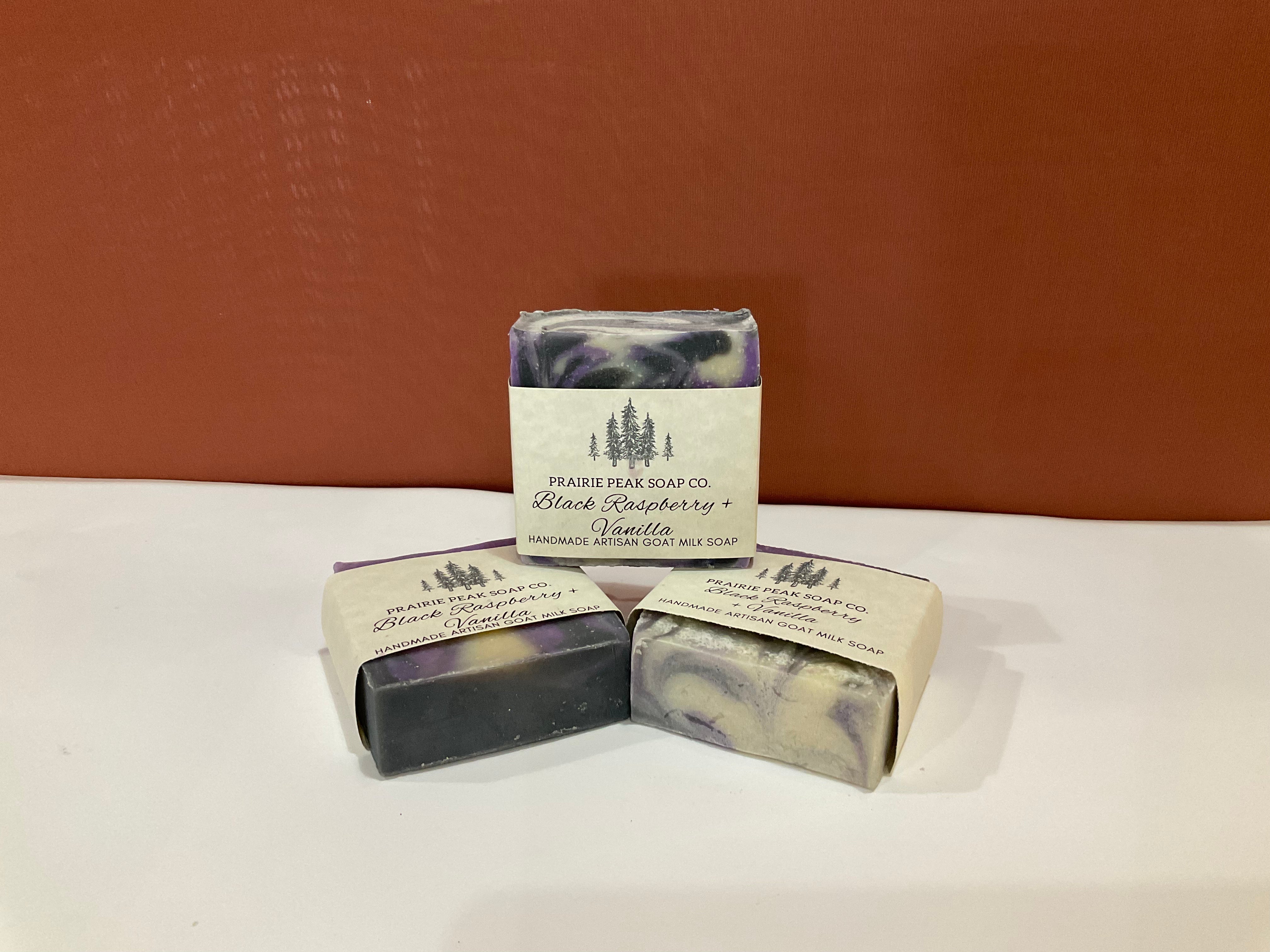 Handmade Artisan Goat Milk Soap with Black Raspberry & Vanilla - Natural Moisturizing Bar for Sensitive Skin - Perfect for Daily Face & Body Cleansing, Gift Idea