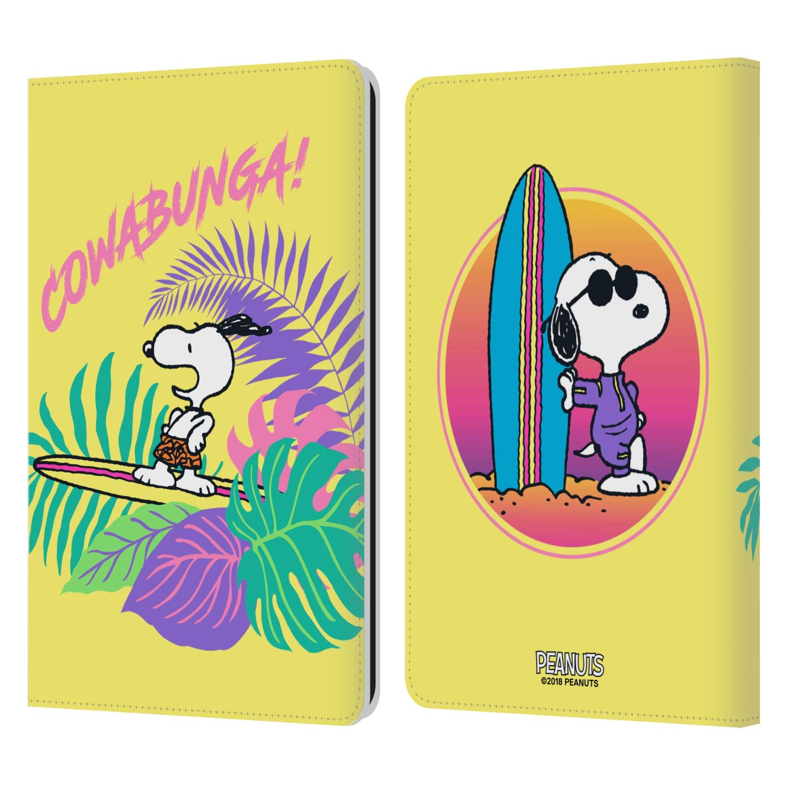 Officially Licensed Peanuts Cowabunga Snoopy Aloha Disco Leather Book Wallet Case Cover for Kindle Paperwhite 1/2/3 - Perfect for Travel & Reading Protection