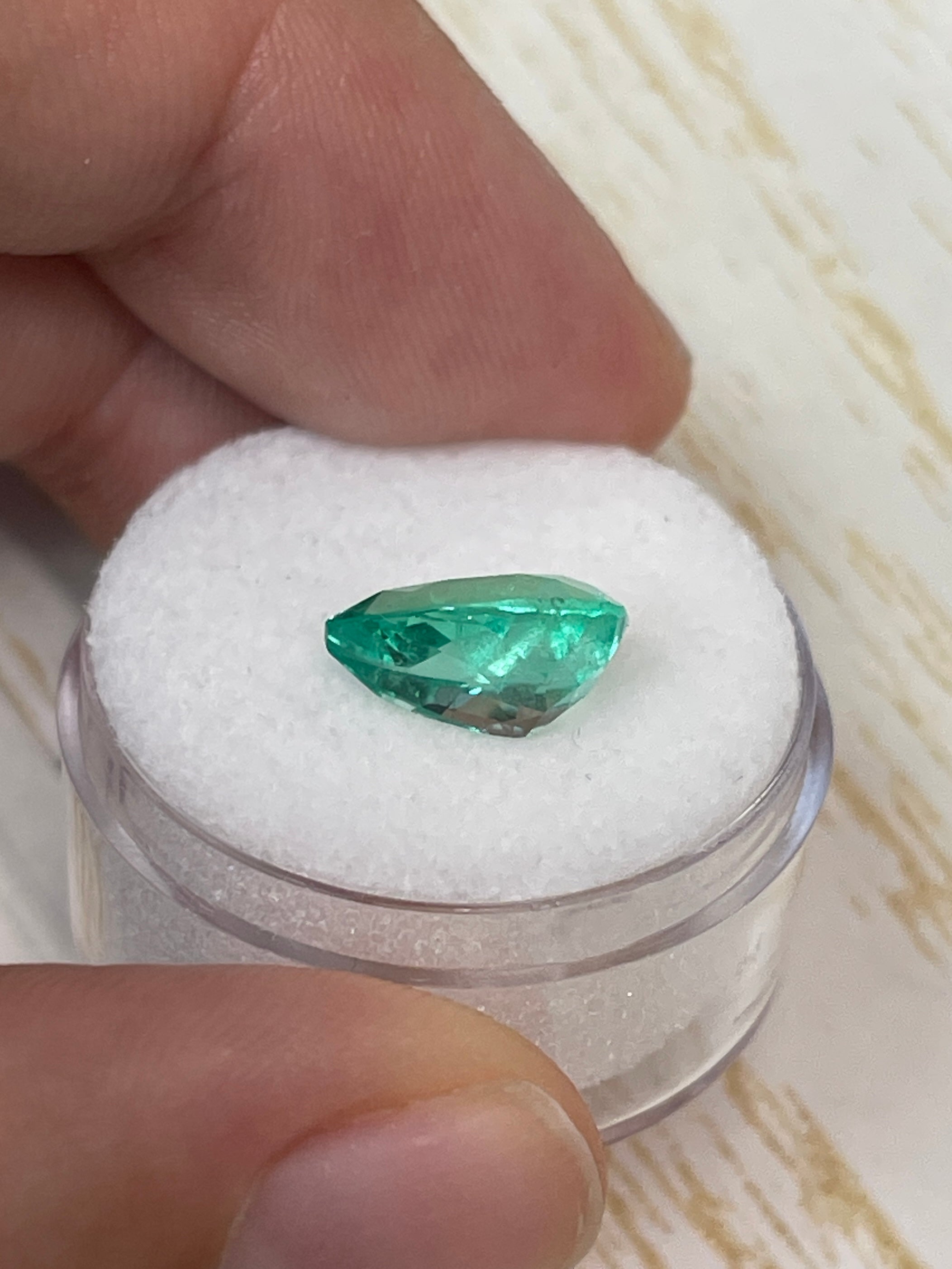 2.77 Carat 11x8mm Bubbly Natural Loose Colombian Emerald Pear Cut Gemstone for Jewelry Making, Engagement Rings & Luxury Gifts