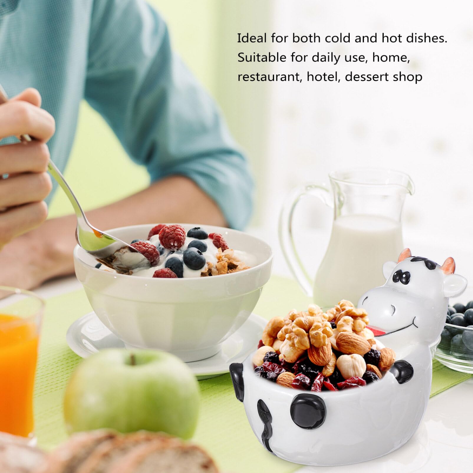 Premium Ceramic Mixing Bowls Set - 3-Piece Cow Print Salad, Fruit & Cereal Bowls for Kitchen | Decorative Porcelain Serving Bowls for Desserts, Snacks & Breakfast | Perfect for Home, Restaurants & Gifts