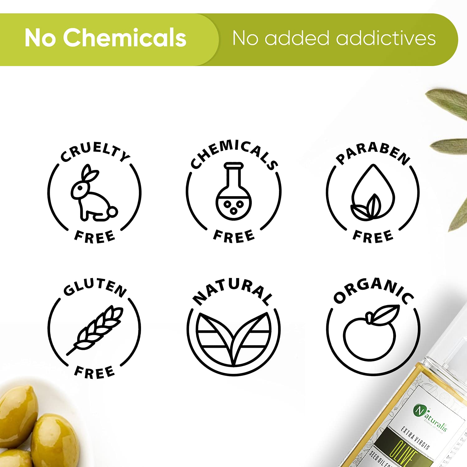 Naturalis Essence of Nature Cold Pressed Extra Virgin Olive Oil - 100% Pure Carrier Oil for Hair, Skin, Face & Massage - 200ml - Nourishing & Moisturizing for Dry Skin, Hair Care & Aromatherapy