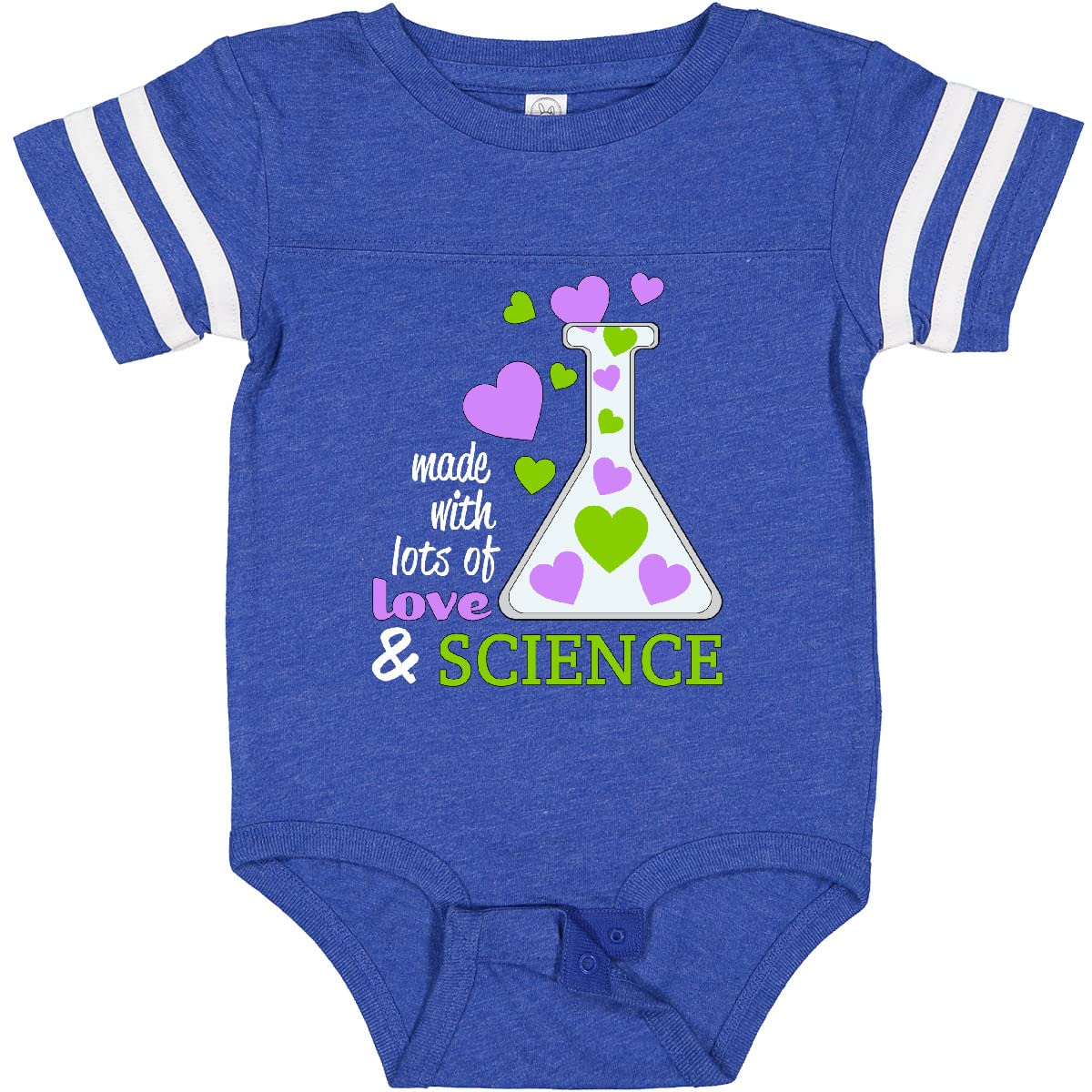 Inktastic Made with Lots Of Love and Science Heart Bubbles Baby Bodysuit - Soft & Cute Onesie for Newborns, Infants & Toddlers - Perfect for Family Photos, Baby Showers & Everyday Wear