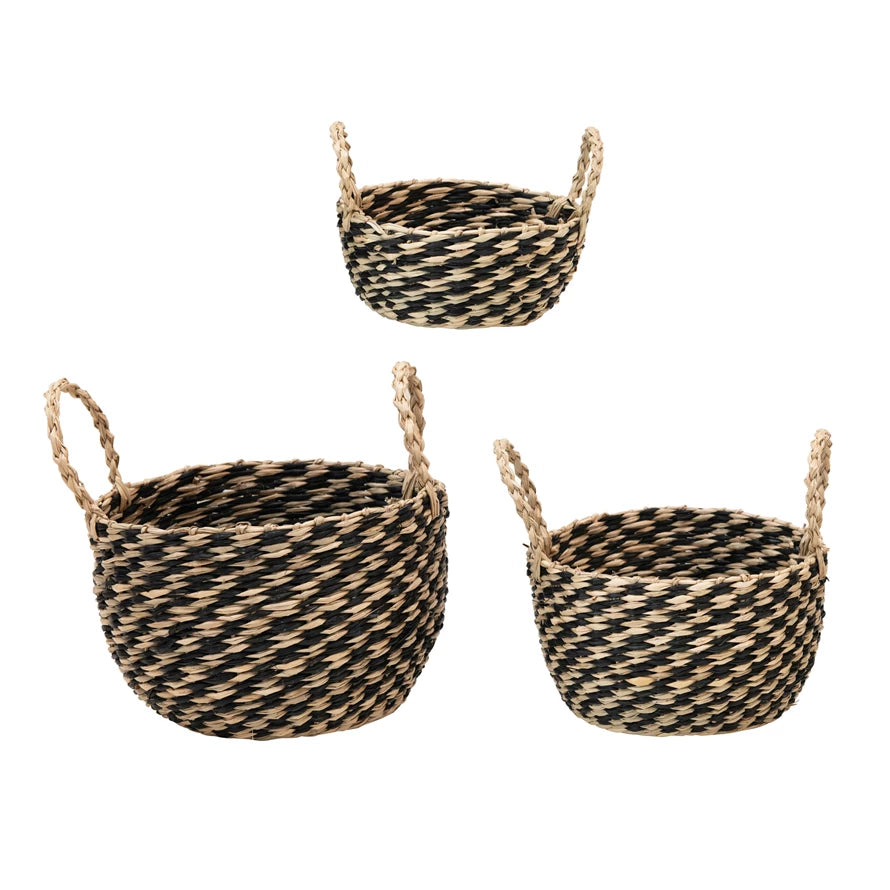 Hand Woven Seagrass Basket - Natural Eco-Friendly Storage & Organizer for Home Decor, Laundry, Picnic & Beach Essentials | Perfect for Living Room, Bathroom & Outdoor Use