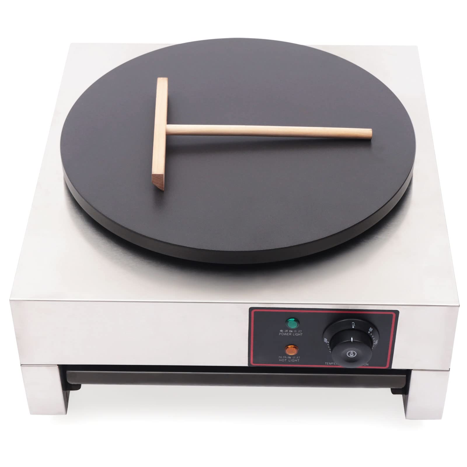 1700W Commercial Electric Crepe Maker - 16 Inch Nonstick Pancake Griddle with Adjustable Temperature (50-300°C/122-572°F) - Automatic Pancake Machine for Restaurants, Cafes & Catering Equipment - Perfect for Breakfast, Brunch & Dessert Preparation