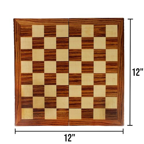 Premium Classic Wooden Chess Set with 12x12 Travel-Friendly Folding Board - Perfect for Home, Office, and Outdoor Games