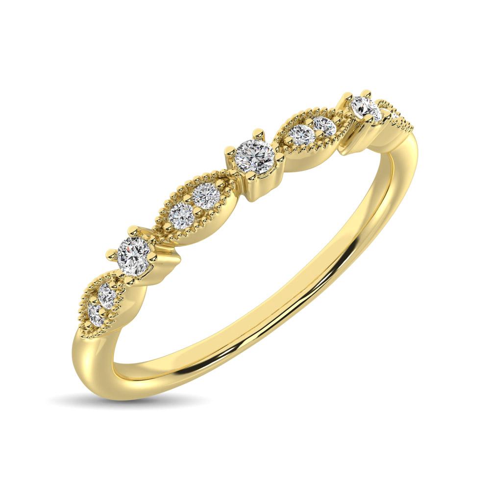 14K White Gold 1/10 Ct. Tw. Alternating Diamonds Milgrain Frame Stackable Ring for Women - Elegant Wedding Band, Anniversary Gift, Everyday Jewelry for Special Occasions