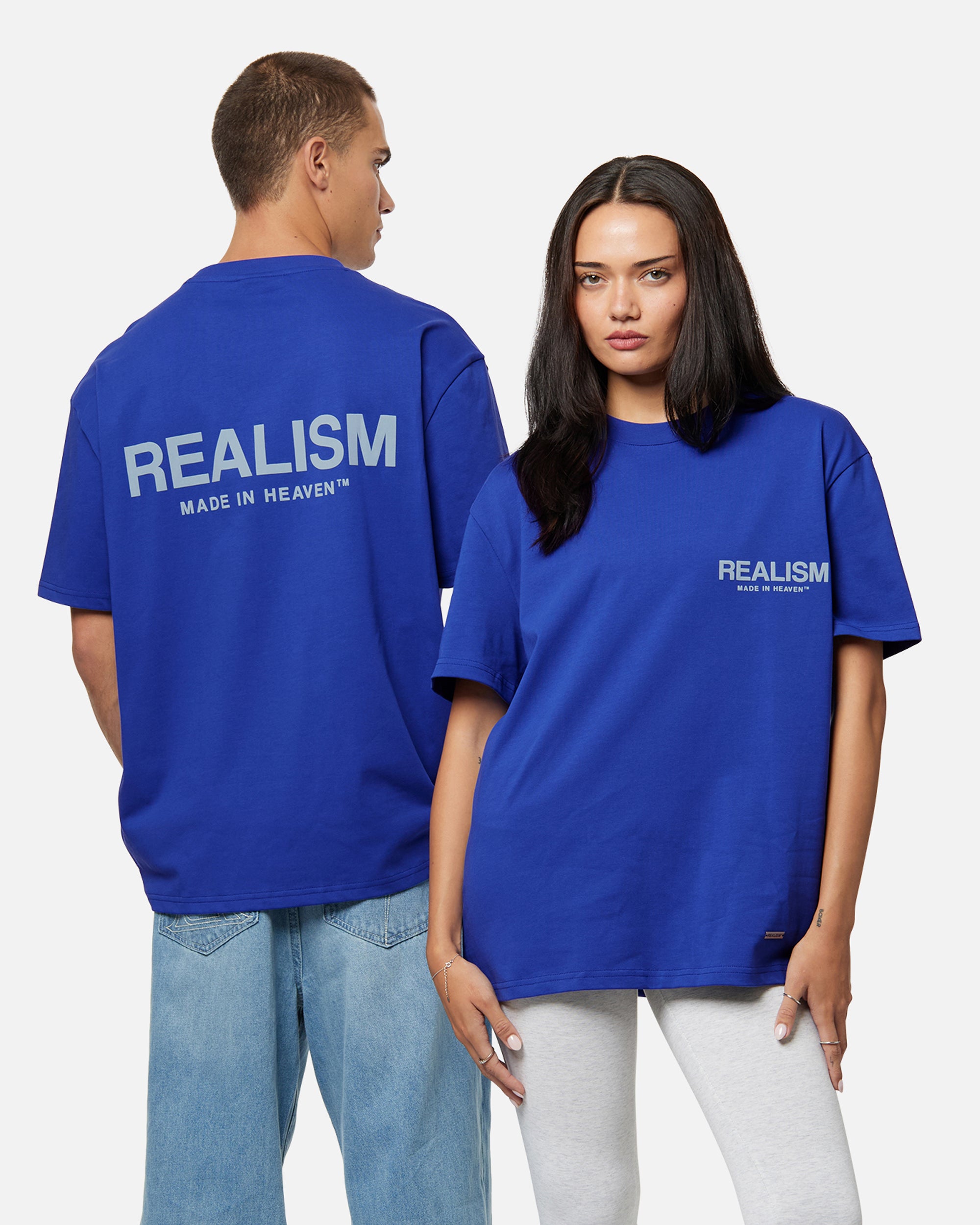 SSS Realism Heaven Logo Tee - Ultramarine Blue Cotton T-Shirt for Men | Streetwear Fashion, Casual Wear & Everyday Outfits