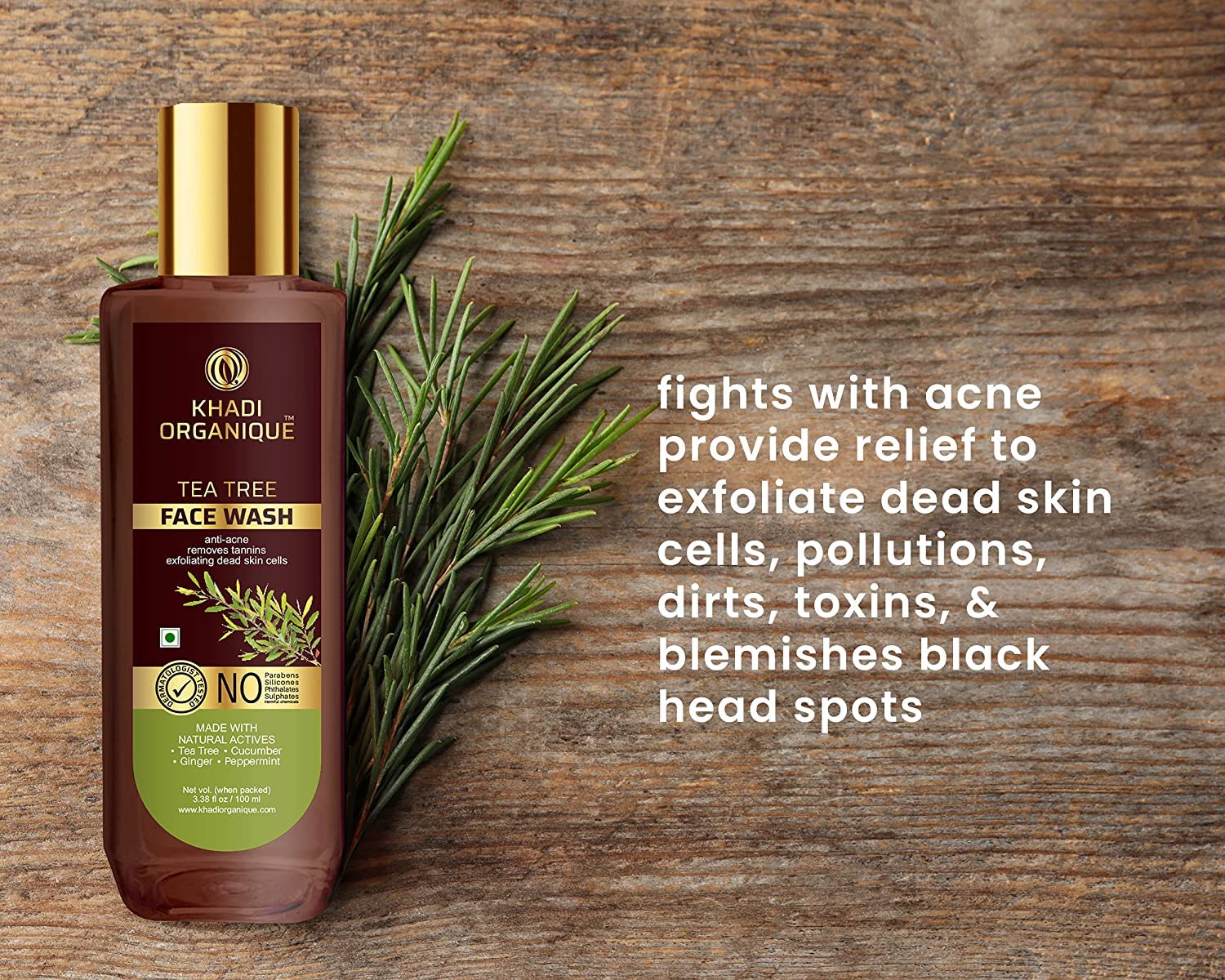 Organic Tea Tree Face Wash for Acne, Tan Removal & Exfoliation - 100ml | Gentle Cleanser for Men & Women | Perfect for Oily & Sensitive Skin Care Routine