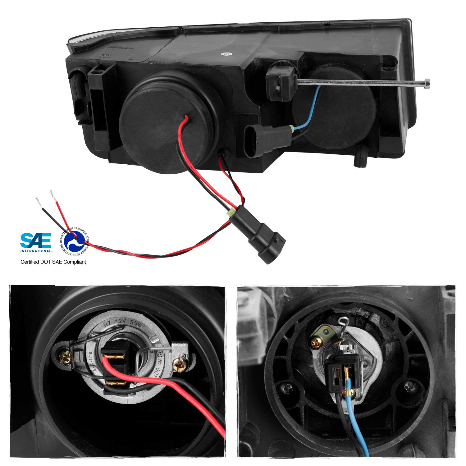 AKKON 4-Piece LED Headlight Kit for 2002-2006 Chevy Avalanche - Dual Halo Projector Headlights & Bumper Corner Lights | Improved Night Visibility & Stylish Upgrade for Off-Roading, City Driving & Custom Truck Mods