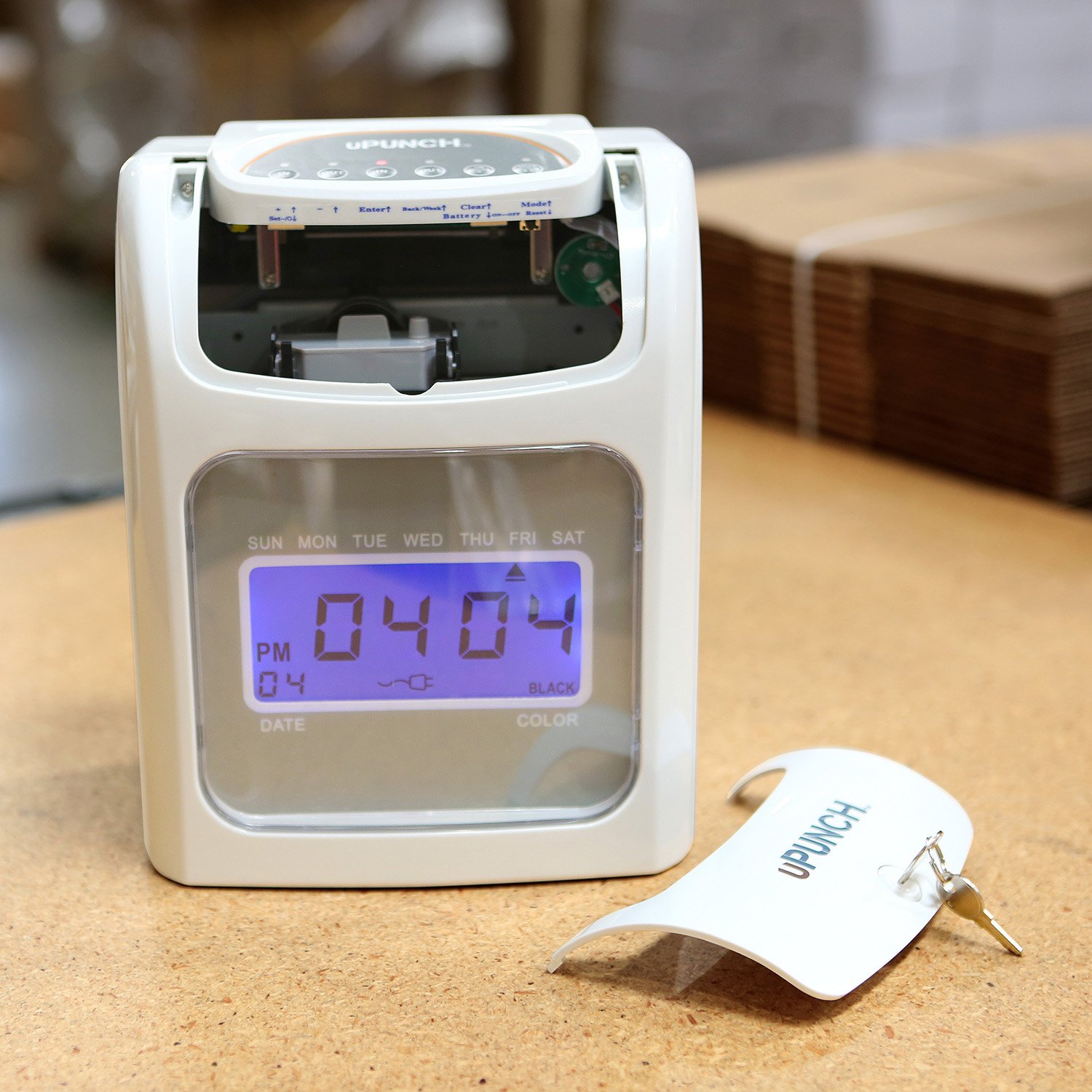 uPunch HN2500 Employee Time Clock System - Automatic Time Tracking with 100 Time Cards, Ribbon & Keys | Small Business Punch Clock Solution for Payroll, Attendance & Workforce Management | Office, Retail & Warehouse Use