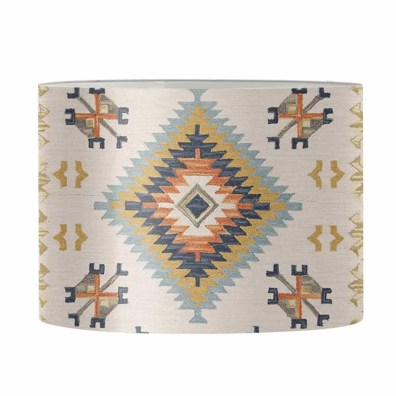 FKELYI Handmade Farmhouse Lampshade - Navajo Southwestern Tribal Design with Spider Pattern - Decorative Lamp Shade Cover for Bedside Table Lamp, Nightstand, Floor Light - Perfect for Living Room, Bedroom, or Southwestern Style Home Decor