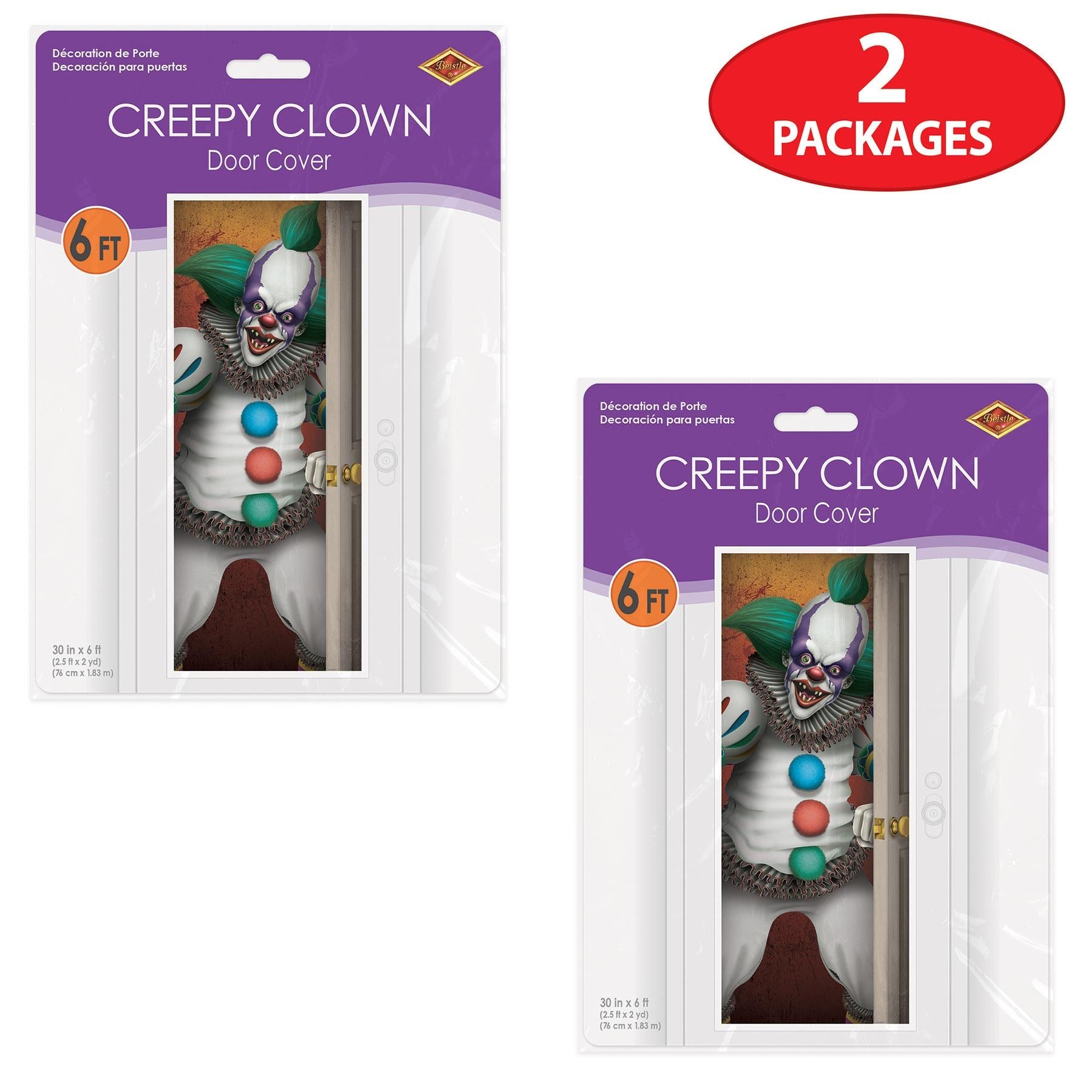 12 Pack Beistle Halloween Creepy Clown Door Cover Decorations - Scary Party Supplies for Indoor & Outdoor Halloween Decor, Haunted House, Spooky Party Backdrop