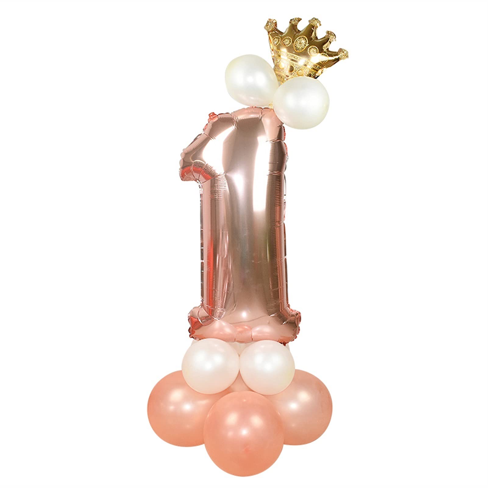 YCZOD 13Pcs Rose Gold Number Foil Balloons Set - Elegant Birthday Party Decorations for Baby Showers, Kids Parties & Family Celebrations (Number 1) | Perfect for Indoor/Outdoor Events, Photo Backdrops & Anniversary Decor