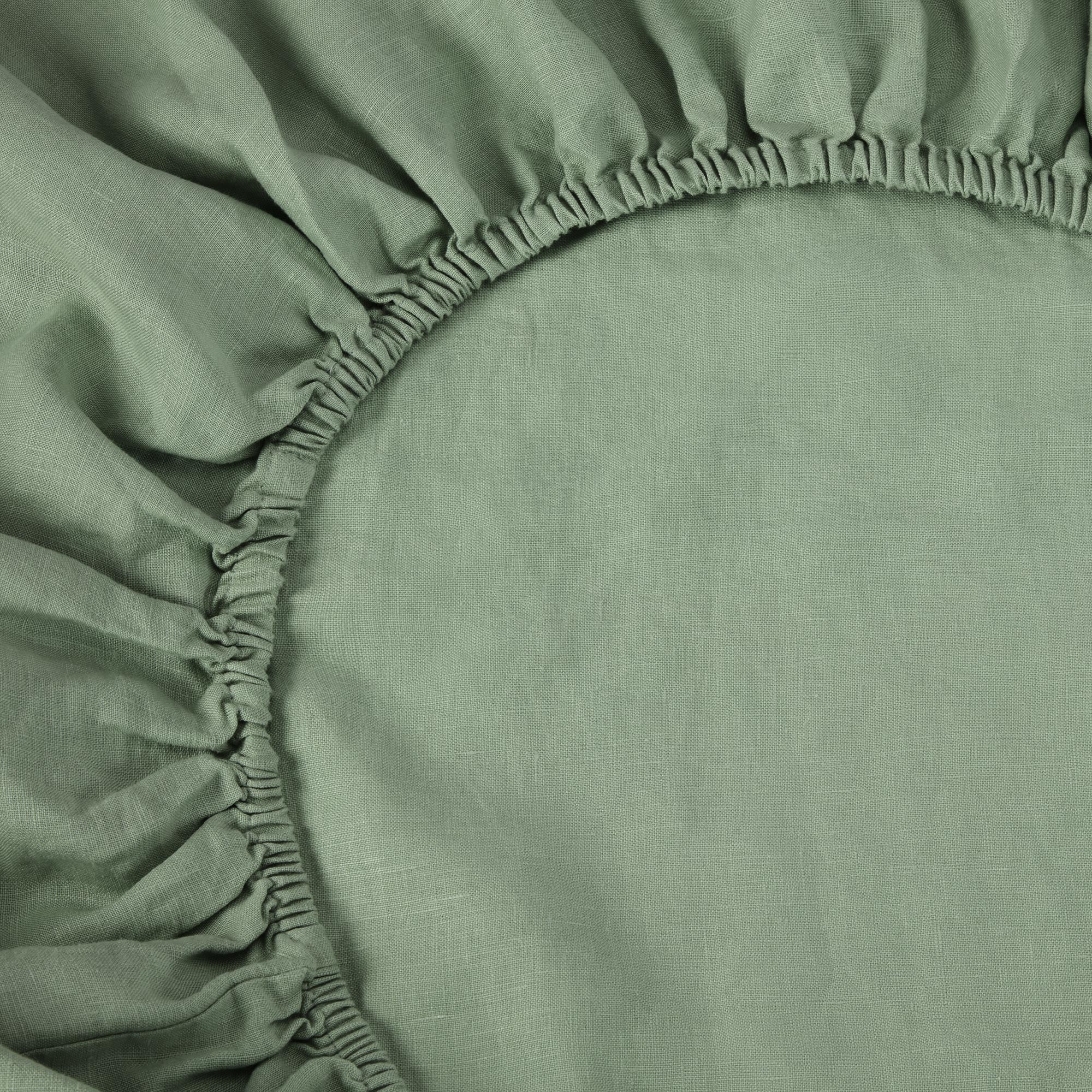 Premium Sage Green Linen Blend Fitted Sheet - Queen Size, Soft & Breathable Bedding for Comfortable Sleep - Perfect for Master Bedroom, Guest Room & Vacation Homes