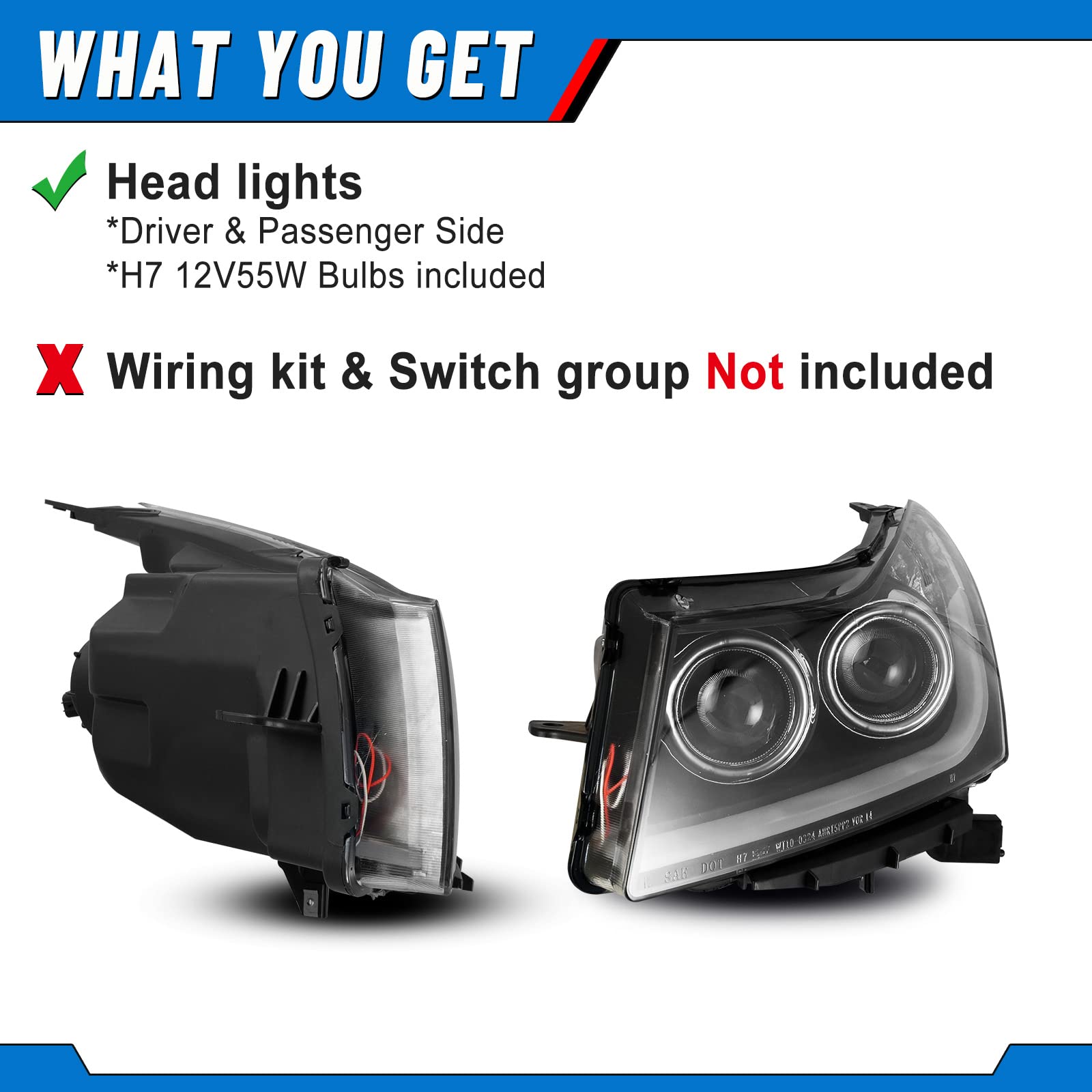 AUTOWIKI LED Headlight Assembly Kit - Compatible with 2011-2016 Chevy Cruze | High Brightness Replacement Headlights | Perfect for Night Driving & Foggy Conditions