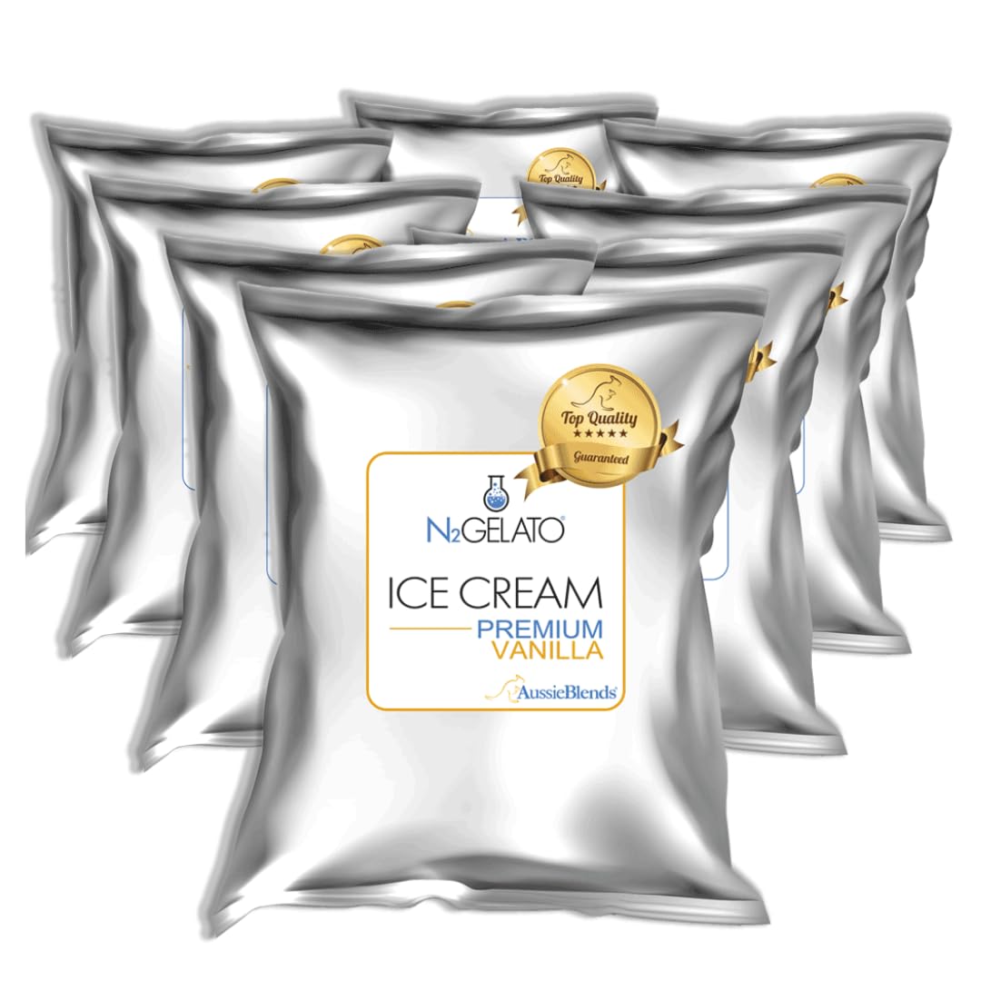 Premium Vanilla Ice Cream Mix by AussieBlends - 8-Pack for Soft Serve, Rolled Ice Cream, Gelato & More | Perfect for Ice Cream Shops, Dessert Cafes & Home Use