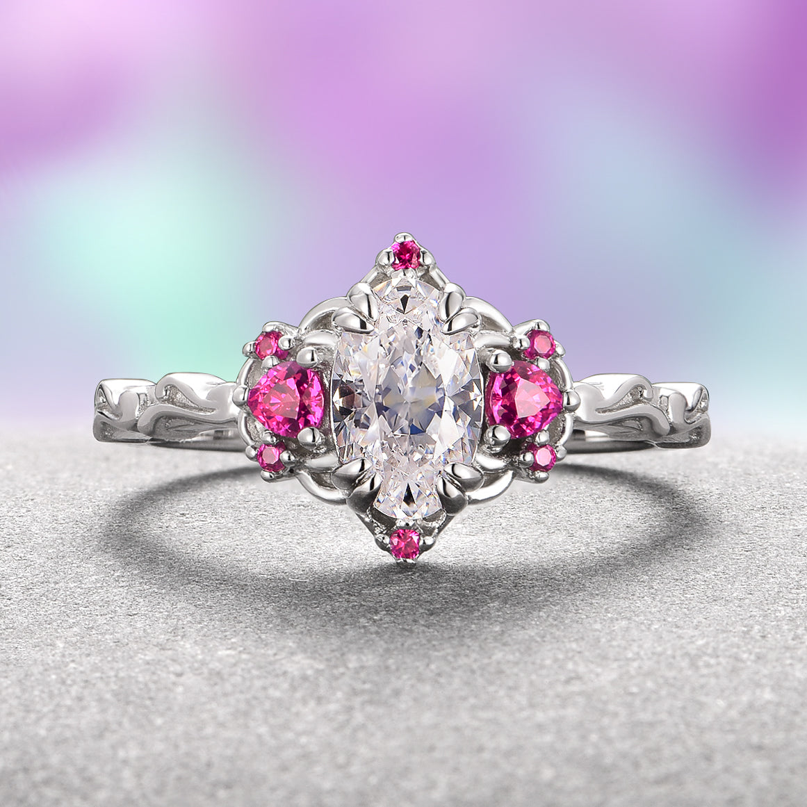 IGI Certified 14K White Gold Lab Grown Diamond & Ruby Ring for Women | Elegant Engagement, Wedding, Anniversary Gift | Perfect for Proposals, Special Occasions & Everyday Luxury