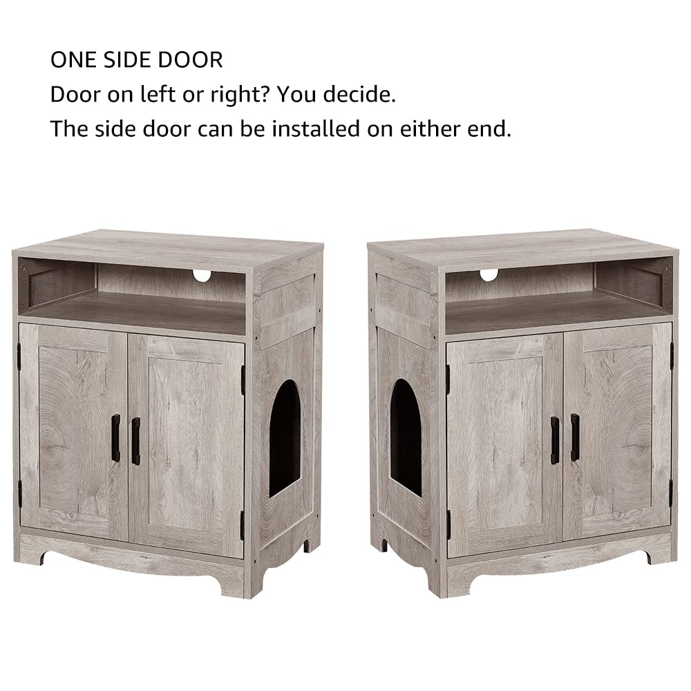 beeNbkks Wooden Cat Litter Box Furniture - Hidden Litter Box Enclosure with Washroom | Indoor Cat House Nightstand End Table & Pet Crate Cabinet | Perfect for Small Spaces, Living Rooms & Bedrooms