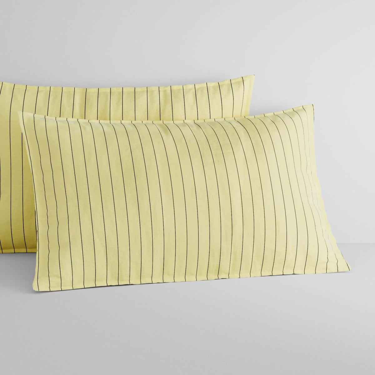 Sheridan Bayley Stripe Washed Percale Quilt Cover Set - King Size Lemon Yellow Cotton Bedding for Modern Bedrooms | Hotel Luxury Home Decor
