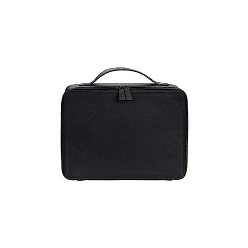 Black Makeup Bag for Travel & Daily Use - Waterproof Cosmetic Organizer with Mirror, Perfect for Toiletries, Brushes & Skincare Essentials