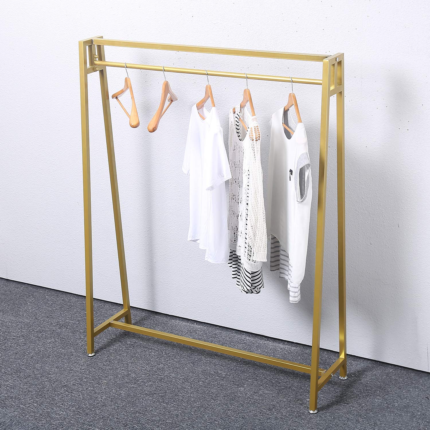 MBQQ Modern Metal Clothes Rack with Hanging Organizer - Gold Garment Rack for Laundry Drying, Closet Storage & Boutique Display | Space-Saving Home & Commercial Use