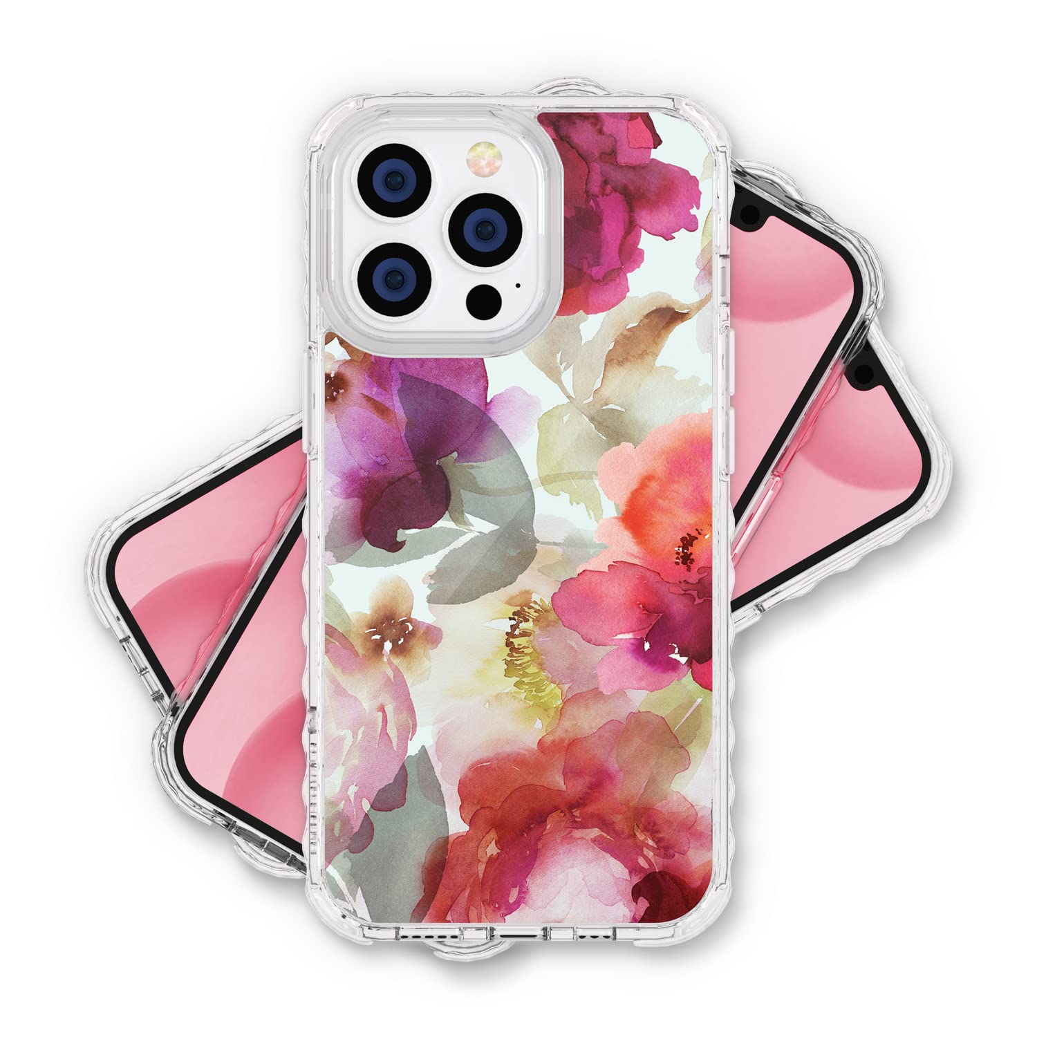 Vintage Floral iPhone 13 Pro Max Case - Super Grip Shockproof Silicone Cover with Anti-Slip Pattern (Design 103107-US) | Perfect for Everyday Protection & Style